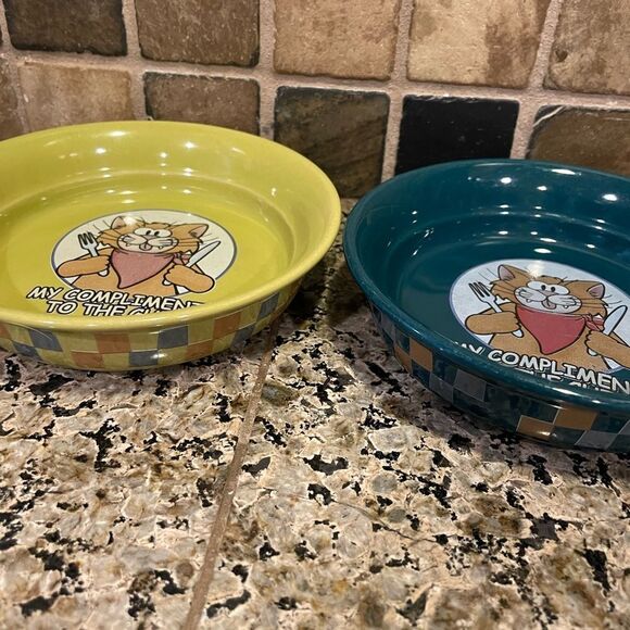 Vintagee My Compliments To The Chef Cat Dishes - Picture 13 of 16
